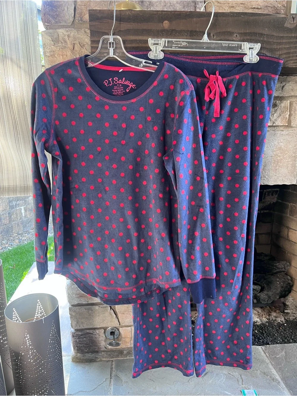 P.J. Salvage Navy and Red Polka Dot Pajama Set Medium
